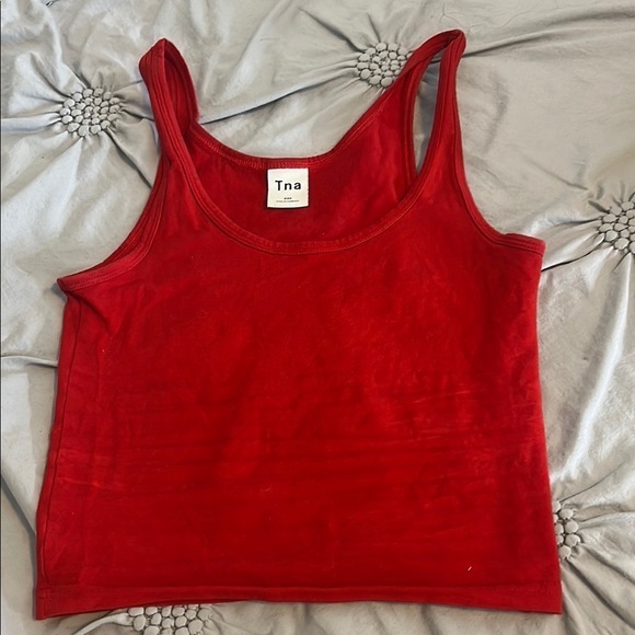 TNA Red Ribbed Crop Tank Top - Picture 1 of 2